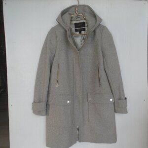 J Crew Melton Wool Trench Top Coat Womens Size 2 Grey